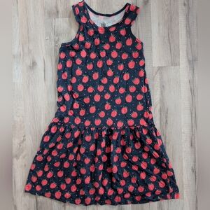 Winter Water Factory Navy with Red Raspberry Print Sleeveless Dress, 10Y (V6)